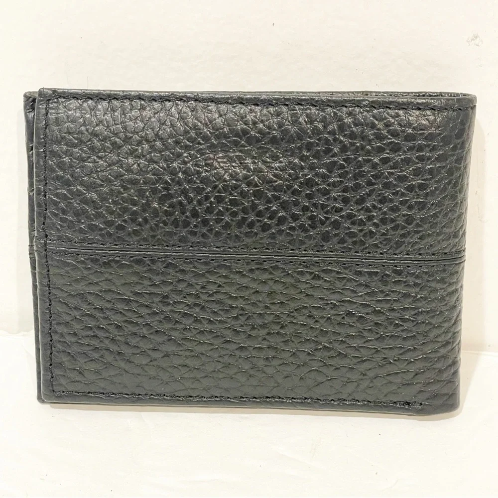 Cole Haan Men’s Black Pebbled Leather Bifold Card Wallet‎